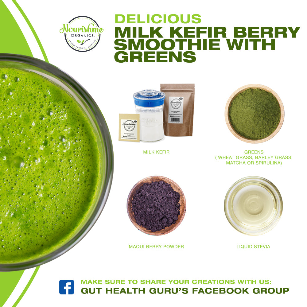 Milk Kefir Berry Smoothie with Greens
