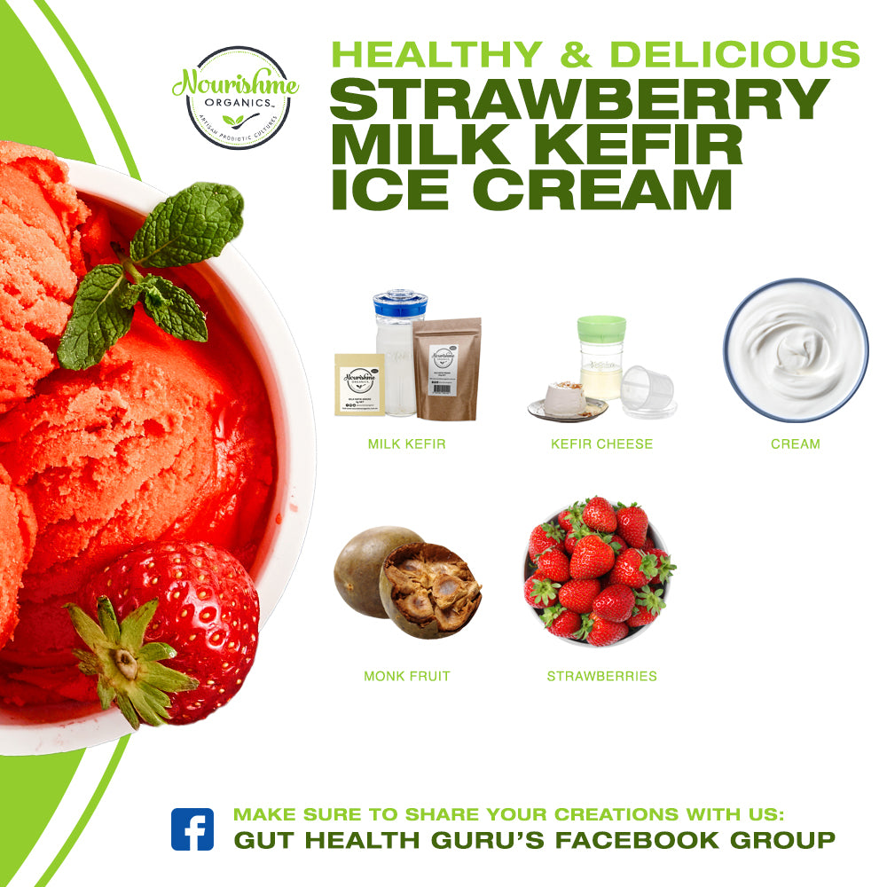 Strawberry Milk Kefir Ice Cream Recipe made with Milk Kefir Nourishme