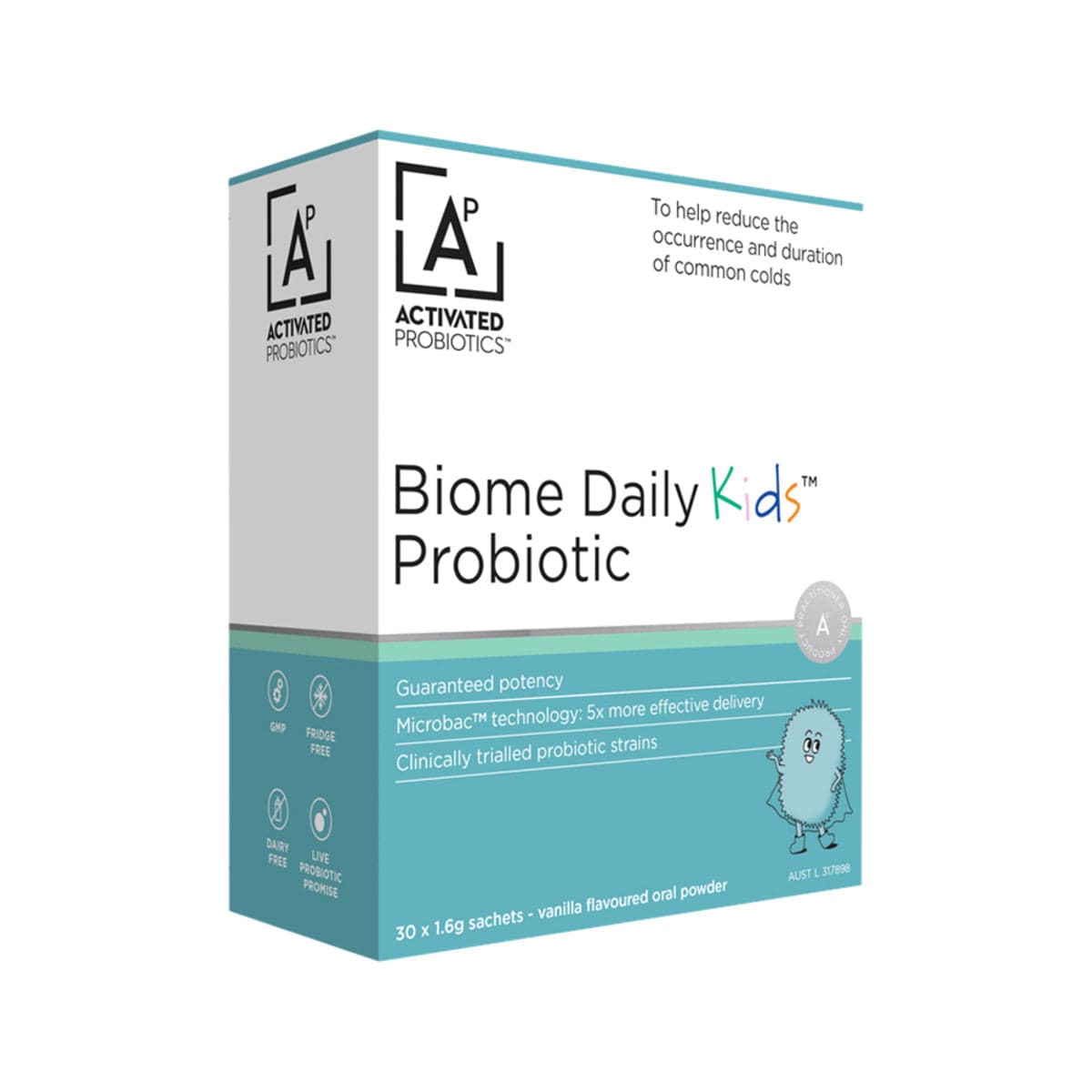 Activated　Kids　Daily　Vanilla　30　x　Nourishme　Probiotics　Sachets　Probiotic　–　Organics　Biome　1.6g