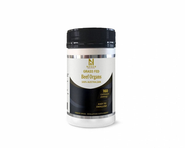 NXGEN 牧草飼育牛の臓器 - ブラックラベル - 肝臓、心臓、腎臓、骨髄 - 160 カプセル